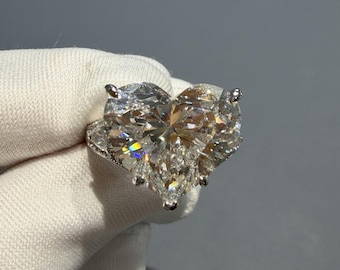 10.03ct Heart Cut Lab Grown Diamond Ring VS1 E Ideal | 14K 18K PT950 Platinum Three Stone Ring | Certified Huge Bespoke Jewelry