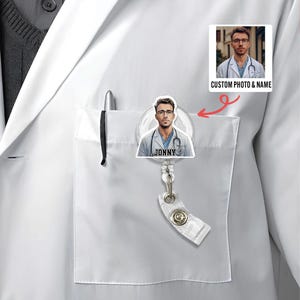 CUSTOM PHOTO Badge Reel, Personalized with your own Photo, Lanyard, Badge Clip, Carabiner, ID Holder Retractable