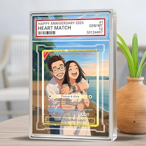 Regalo de aniversario de anime personalizado para pareja - Placa acrílica personalizada - Recuerdo de amor con corazón - Decoración romántica para él y ella