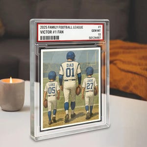 Gepersonaliseerde Indianapolis Colts voetbalcadeau voor papa – aangepaste acryl sportkaart met namen van kinderen, 2025 Family League aandenken, NFL-fan