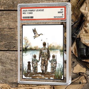 Benutzerdefinierte Jagd Nr. 1 Dad Mann und Kinder Sammelkarte Stil Personalisierte Acryl Plaque, Dad Acrylblock, Vatertagsgeschenk für Jäger Dad