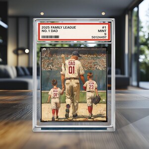 Targa in acrilico personalizzata con il numero 1 del baseball, stile carta da collezione papà e bambini, regalo per la festa del papà per papà del baseball, blocco in acrilico per papà
