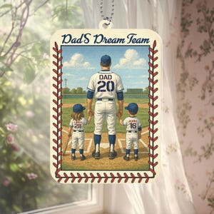 Llavero de béisbol personalizado del equipo ideal para papá, regalo para el Día del Padre con estilo de tarjeta coleccionable personalizada de parte de los niños, llavero deportivo del equipo ideal para papá