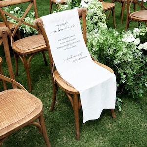 Reserved Wedding Memorial Chair Sign, Custom Memorial Wedding Sign, Wedding Chair Banner In Memory Of Loved Ones, Personalized Fabric Sign