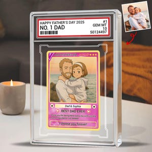 Bloque acrílico personalizado para regalar en tarjetas coleccionables para el Día del Padre, placa acrílica con foto de anime, regalo para papá primerizo, regalo para papá gamer de un niño, esposo gamer
