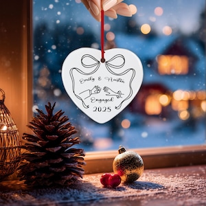 First Christmas Engaged Ornament, Personalized Engagement Gift for Couples, Custom Engagement Christmas Keepsake, Engaged Christmas Ornament