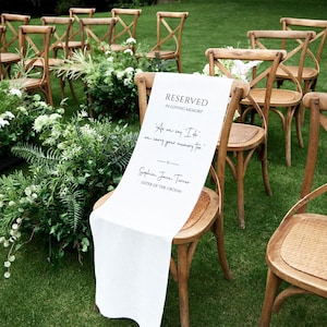 Reserved Wedding Memorial Chair Sign, Custom Memorial Wedding Sign, Wedding Chair Banner In Memory Of Loved Ones, Personalized Fabric Sign