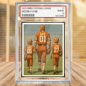 Bloc acrylique personnalisé Cleveland Browns – Présentoir de cartes de sport de football personnalisé pour papa avec noms d'enfants, cadeau Ligue familiale 2025