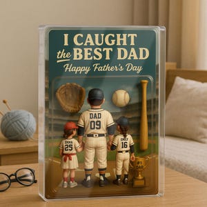 Targa in acrilico personalizzata con il numero 1 del baseball, stile carta da collezione per papà e bambini, blocco in acrilico per papà, regalo per la festa del papà per papà del baseball.