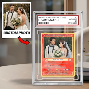 Personalized Poke Anniversary Card, Custom Wedding Photo Card, Anime Style Acrylic Gift, Couple Keepsake for Him or Her, Anniversary Gift