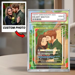 Personalized Poke Anniversary Card, Custom Photo Wedding Card, Anniversary Gift, Anime Photo Acrylic Plaque, Gift for Him, Gift for Her