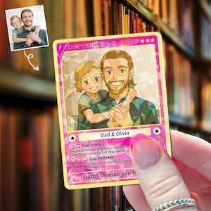 Biglietto d'auguri anime personalizzato con foto, regalo per la festa del papà da parte dei bambini, biglietto d'auguri anime personalizzato per la festa del papà, regalo per neo-papà, papà videogiocatore, marito gamer