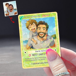 Carte d'anime photo personnalisée à échanger, cadeau fête des pères d'un enfant, carte d'anime personnalisée fête des pères, papa gamer, mari gamer, idée de nouveau papa