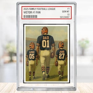 Personalisierte Cincinnati Bengals Acryl-Fußballkarte - Personalisiertes Familiennamen-Geschenk, Spieltag-Dekor, NFL-Fan-Andenken für Vater und Kinder