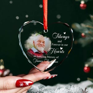 Custom Photo Memorial Ornament, Dad Remembrance Christmas Ornament, Memorial Day Glass Ornament, Mom Loss Ornament, Loss of Father Gift