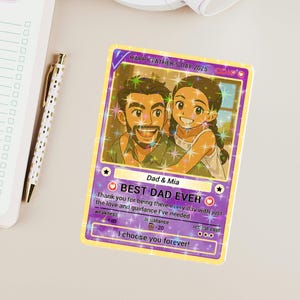 Carte d'anime photo personnalisée à échanger, cadeau fête des pères d'un enfant, carte d'anime personnalisée fête des pères, papa gamer, mari gamer, cadeaux nouveau papa