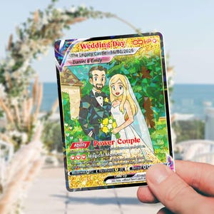 パーソナライズされたカップルポケラブアクリルカード、記念日のカスタム写真アニメテーマギフト、ゲーマー夫への妻からのプレゼント、ラブカードギフト