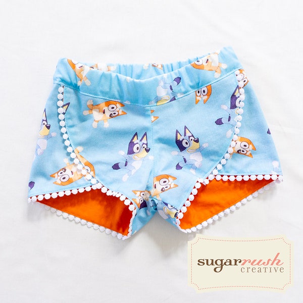Girls' Blue Dog Shorts - Fun & Vibrant Summer Fashion for Stylish Little Ones!