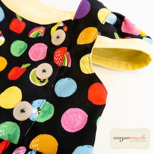 Back to School Dress - Girls&#39; Polka Dot Dress with Vibrant Crayon Dots & Cute Button Details!