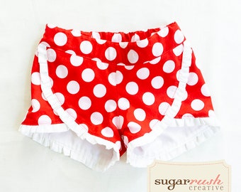 Entzückende Polka Dot Shorts für Mädchen | Spaß Sommer Stil | Rot und Weiß | Bequem und stilvoll