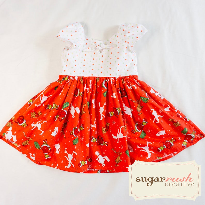 Cute & Festive: Red Grinch Dress for Girls Perfect Christmas Outfit image 2