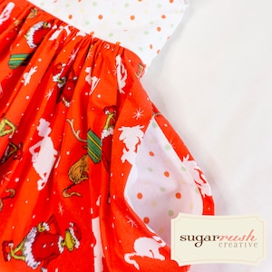 Cute & Festive: Red Grinch Dress for Girls Perfect Christmas Outfit image 1