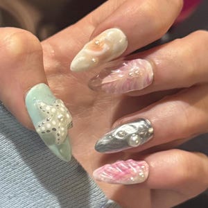 sea shell press ons