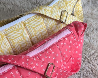 Bolso bandolera acolchado para mujer / diseño rosa o amarillo