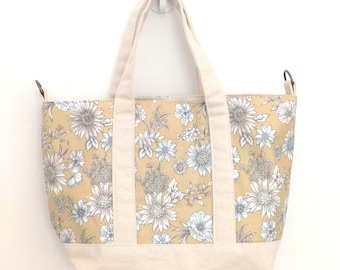 Bolsa de lona con diseño de girasol floral amarillo de Japón