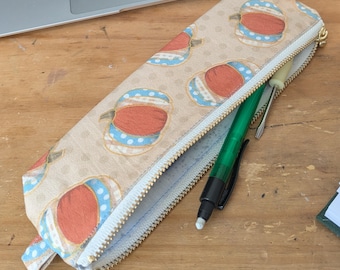 Estuche de calabaza con cremallera de bola de metal japonesa, diseño delgado