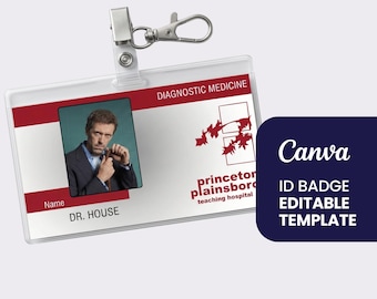 Dr. House MD ID Badge | Princeton Plainsboro Hospital | Editable Canva Template | Gregory House Cosplay | Diagnostic Medicine Name Tag