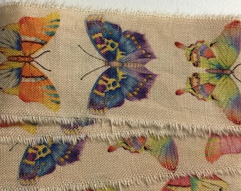 butterflies tea dyed bright colors junk journal hand torn craft Muslin  2440 1.5x36s oohlalacrafts