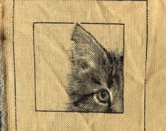 CAT 7 different  kitty tea dyed ribbon  junk journal hand torn craft Muslin 2225 2.45x34s oohlalacrafts