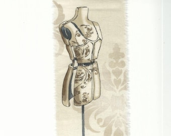 vintage dress form hand torn fabric ribbon sewing fabric  french vintage mannequin trim  Paris apartment 1780 2.5X34. ....oohlala