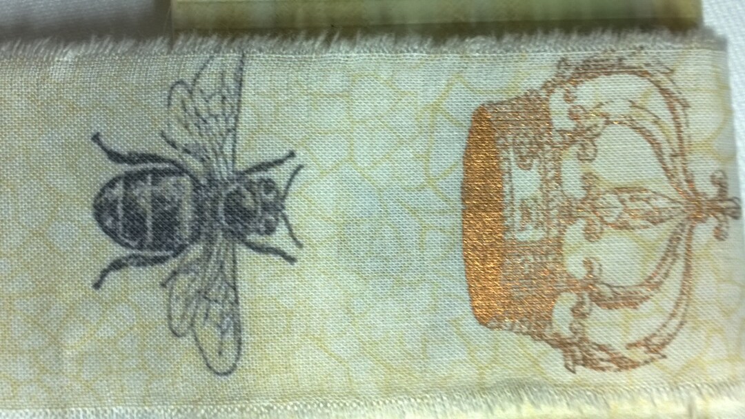 Bees and Crowns,french Fleur DE Lis, Gold, Black, off White ,honey Junk