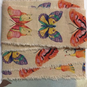 butterflies tea dyed bright colors junk journal hand torn craft Muslin 2440 1.5x36s oohlalacrafts image 3
