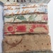 8 yards,ribbon,pink ,green,tea dye, hand torn,stamped vintage narrow french script paris tag, 1604