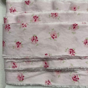 Ashwell Pink Rose Muslin Ribbon, Hand Torn Fabric Strips