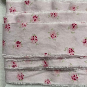 Rachel 3 yds ashwell pink, tiny roses hand torn muslin ribbon. Junk  journal craft Muslin ribbon 2836 123x36