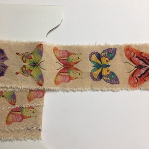 butterflies tea dyed bright colors junk journal hand torn craft Muslin 2440 1.5x36s oohlalacrafts image 7