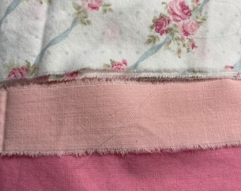 Rachel Ashwell rose fabric ,assort, 2 shades of pink fabric ribbon ,shabby chic,scrapbook embellishment,  gift wrap,  doll ribbon 3100 6 YDS
