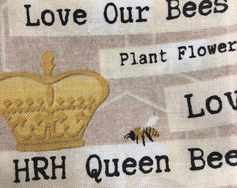 bees 5.5 wide Bees words , junk journal hand torn craft Muslin 2506 5.5x22