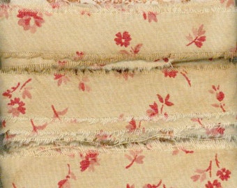 red calico 5 yards vintage tea dyed cotton red seam binding shabby trim chic Muslin oohlala 2819  .5x5ydsoohlalacrafts