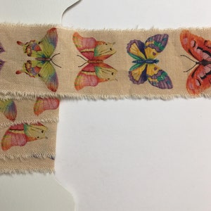 butterflies tea dyed bright colors junk journal hand torn craft Muslin 2440 1.5x36s oohlalacrafts image 4