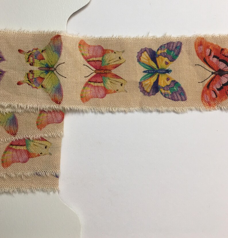 butterflies tea dyed bright colors junk journal hand torn craft Muslin 2440 1.5x36s oohlalacrafts image 4