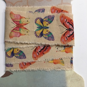butterflies tea dyed bright colors junk journal hand torn craft Muslin 2440 1.5x36s oohlalacrafts image 5