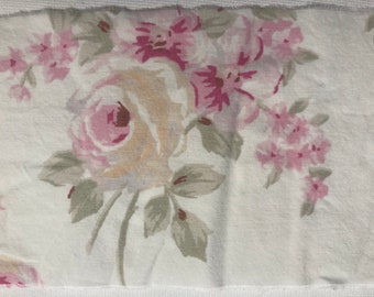 Rachel Ashwell shabby chic light pink dark pink tan rose floral on white journal hand torn craft Muslin ribbon 5048 3x33 oohlalacrafts