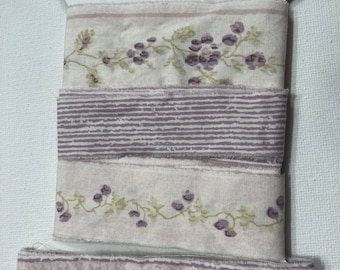 Rachel Ashwell 4 yds purple lavender fabric torn ribbon shabby chic. Junk journal hand torn craft Muslin ribbon 3115 .5 .75 1  1.5 x34