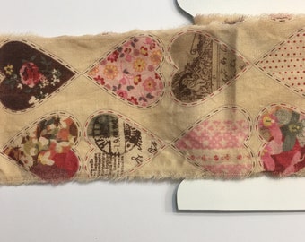 ribbon hearts junk journal valentine vintage tea dyed hand torn craft Muslin 1701s oohlalacrafts
