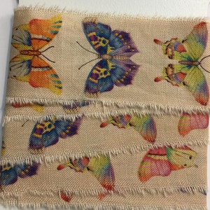 butterflies tea dyed bright colors junk journal hand torn craft Muslin 2440 1.5x36s oohlalacrafts image 6